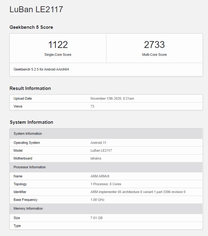OnePlus 9 Pro Geekbench 